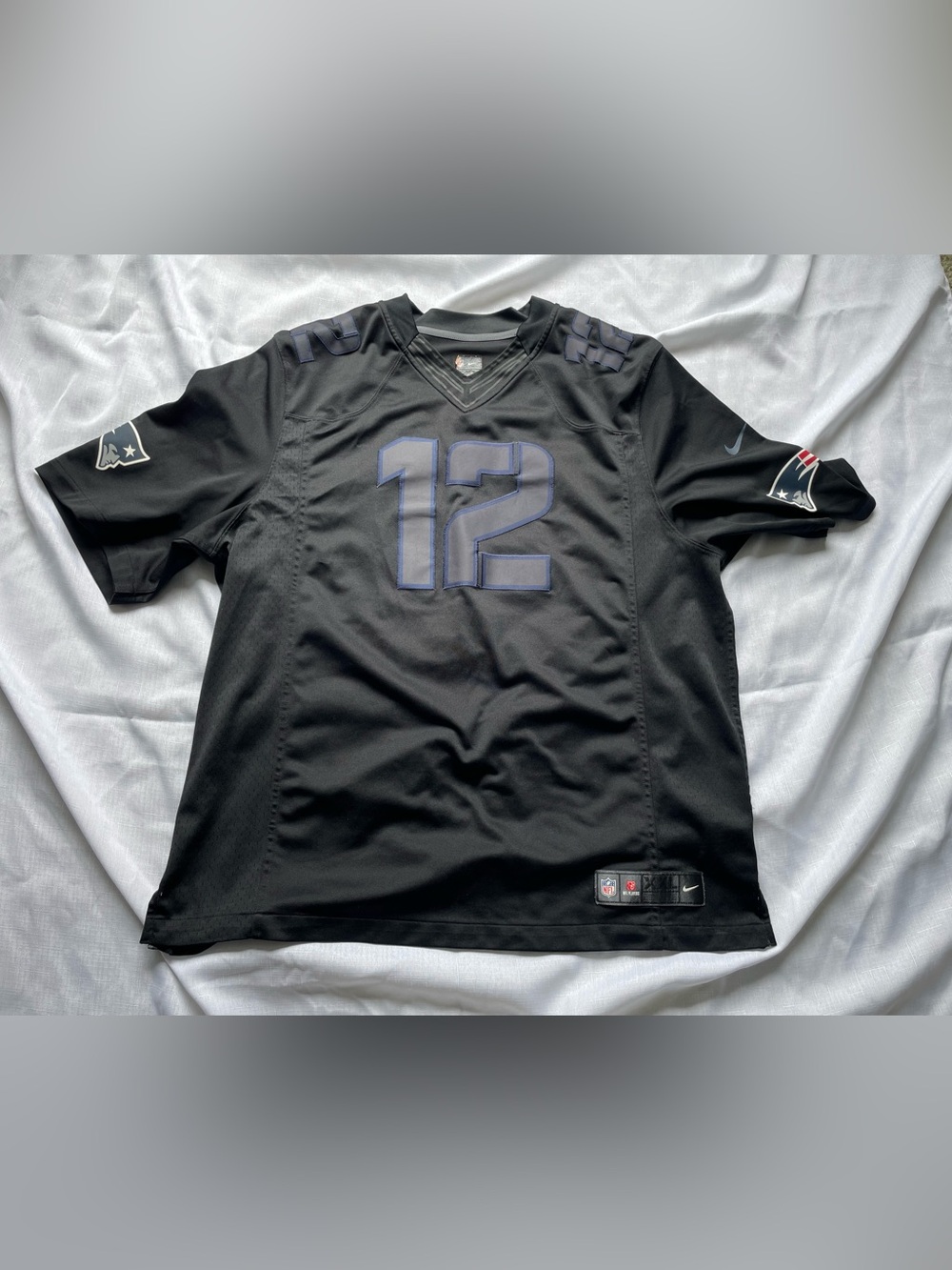 Tom Brady #12 New England Patriots Blackout Jersey, Sz XXL